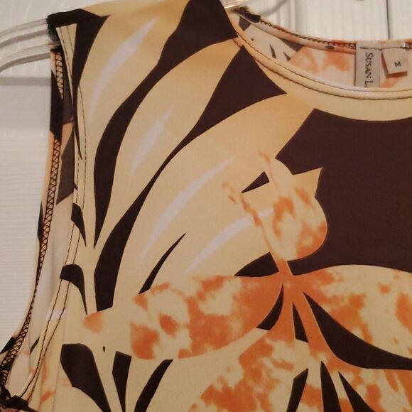 Susan Lawrence Women's Sleeveless Floral Leaf Print Top Size Med - Picture 2 of 8